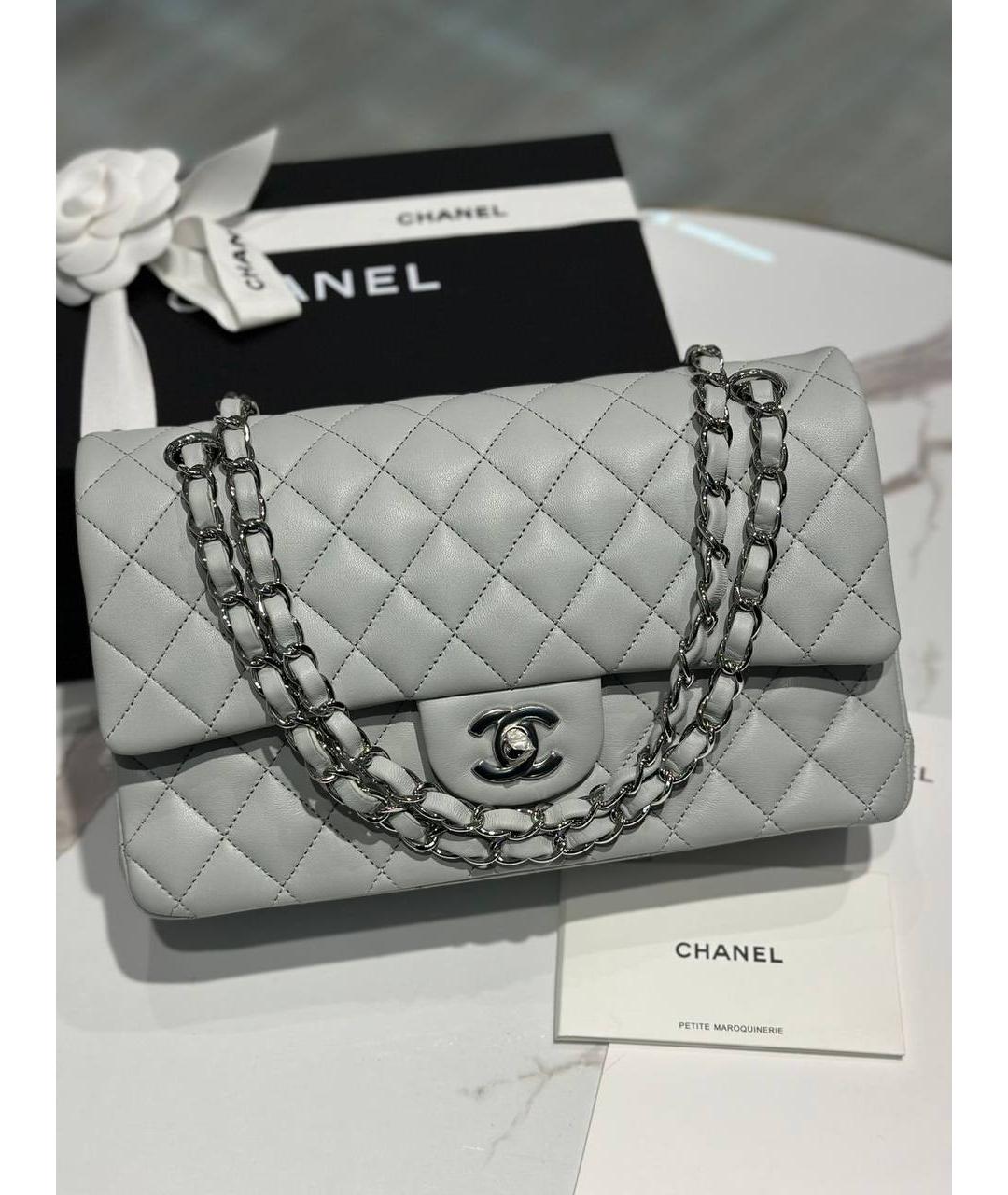 CHANEL Серая кожаная сумка через плечо, фото 7