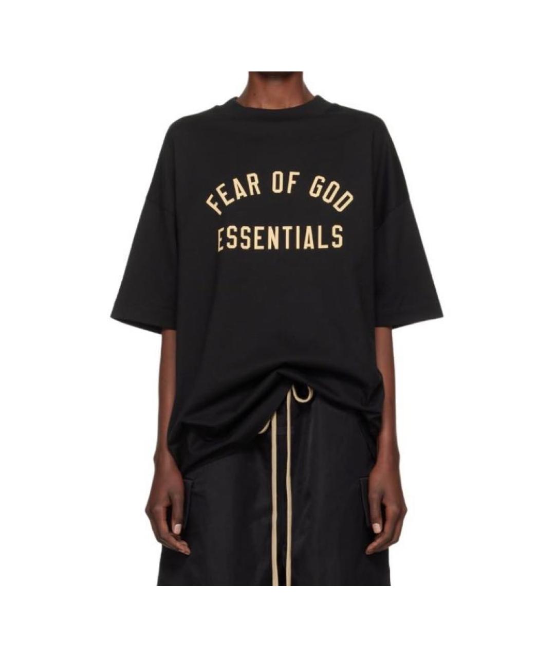 FEAR OF GOD ESSENTIALS Черная хлопковая футболка, фото 3