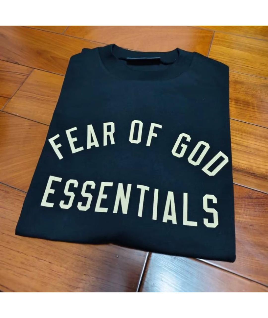 FEAR OF GOD ESSENTIALS Черная хлопковая футболка, фото 5