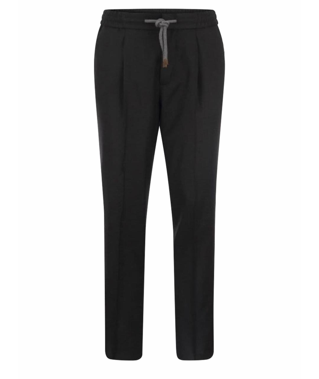 BRUNELLO CUCINELLI Черные шерстяные повседневные брюки, фото 1