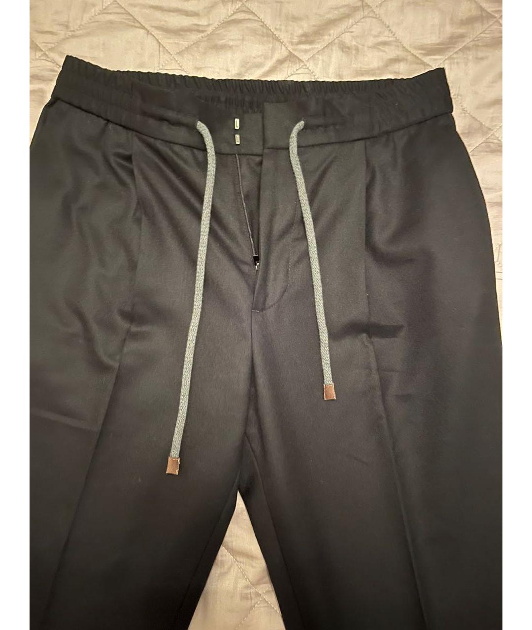 BRUNELLO CUCINELLI Черные шерстяные повседневные брюки, фото 5