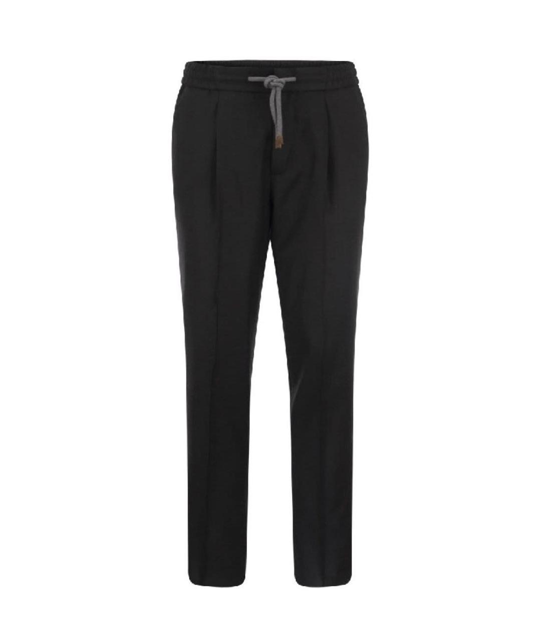 BRUNELLO CUCINELLI Черные шерстяные повседневные брюки, фото 6