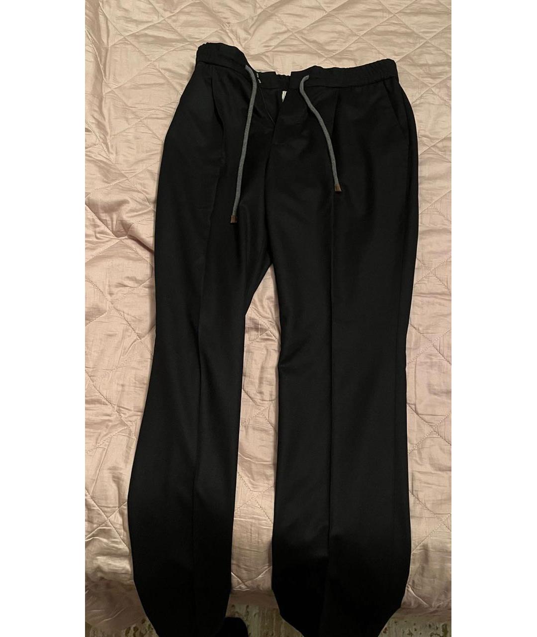 BRUNELLO CUCINELLI Черные шерстяные повседневные брюки, фото 2