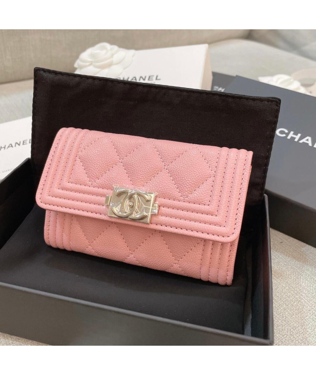 CHANEL Розовый кожаный кошелек, фото 2
