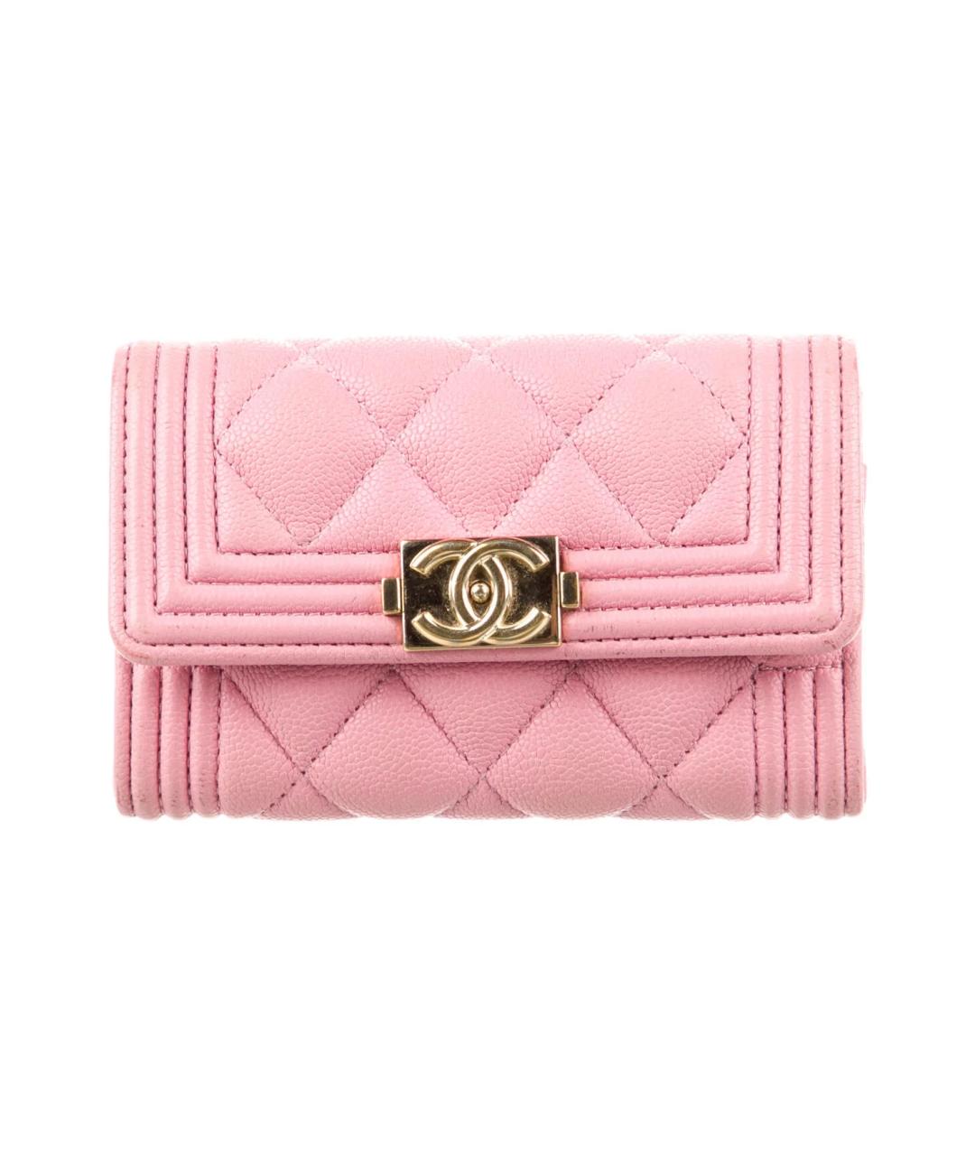 CHANEL Розовый кожаный кошелек, фото 1