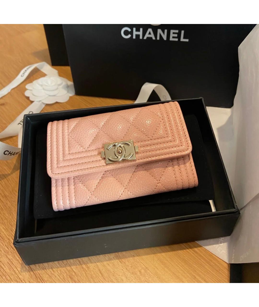 CHANEL Розовый кожаный кошелек, фото 9