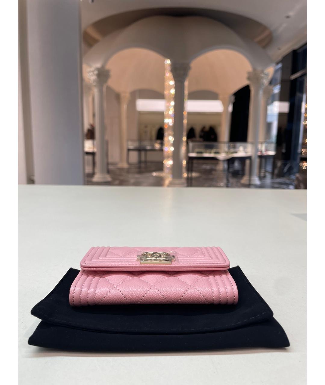 CHANEL Розовый кожаный кошелек, фото 7