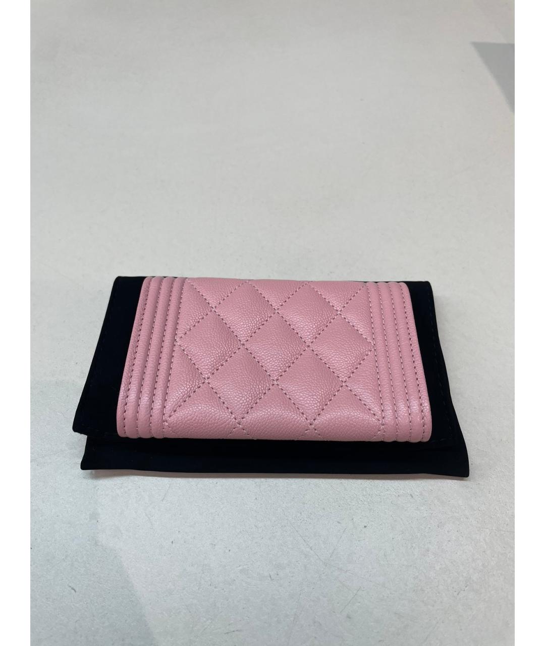 CHANEL Розовый кожаный кошелек, фото 4