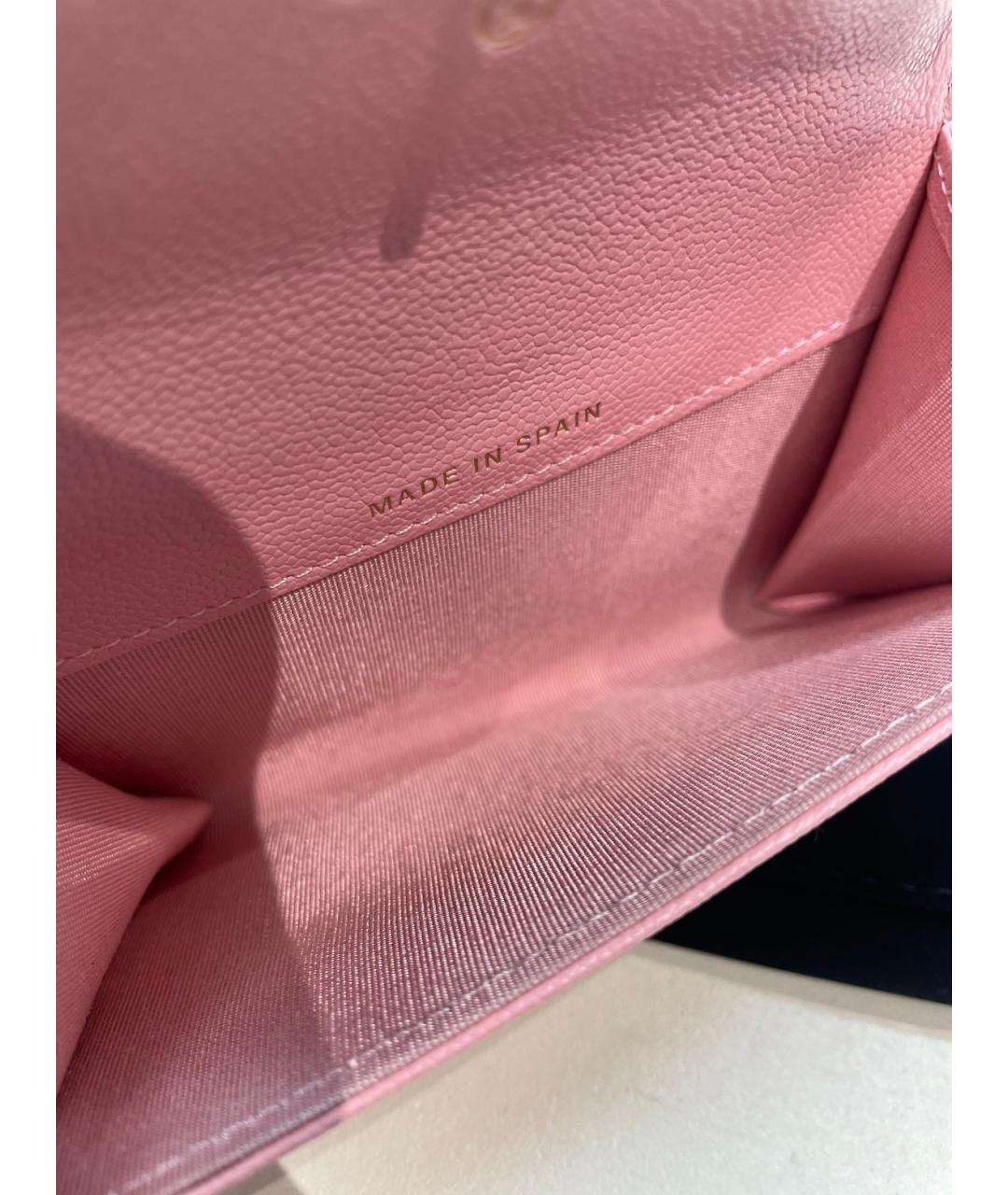 CHANEL Розовый кожаный кошелек, фото 8