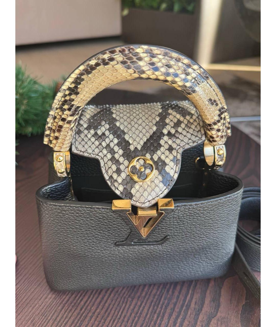 LOUIS VUITTON Черная кожаная сумка с короткими ручками, фото 2