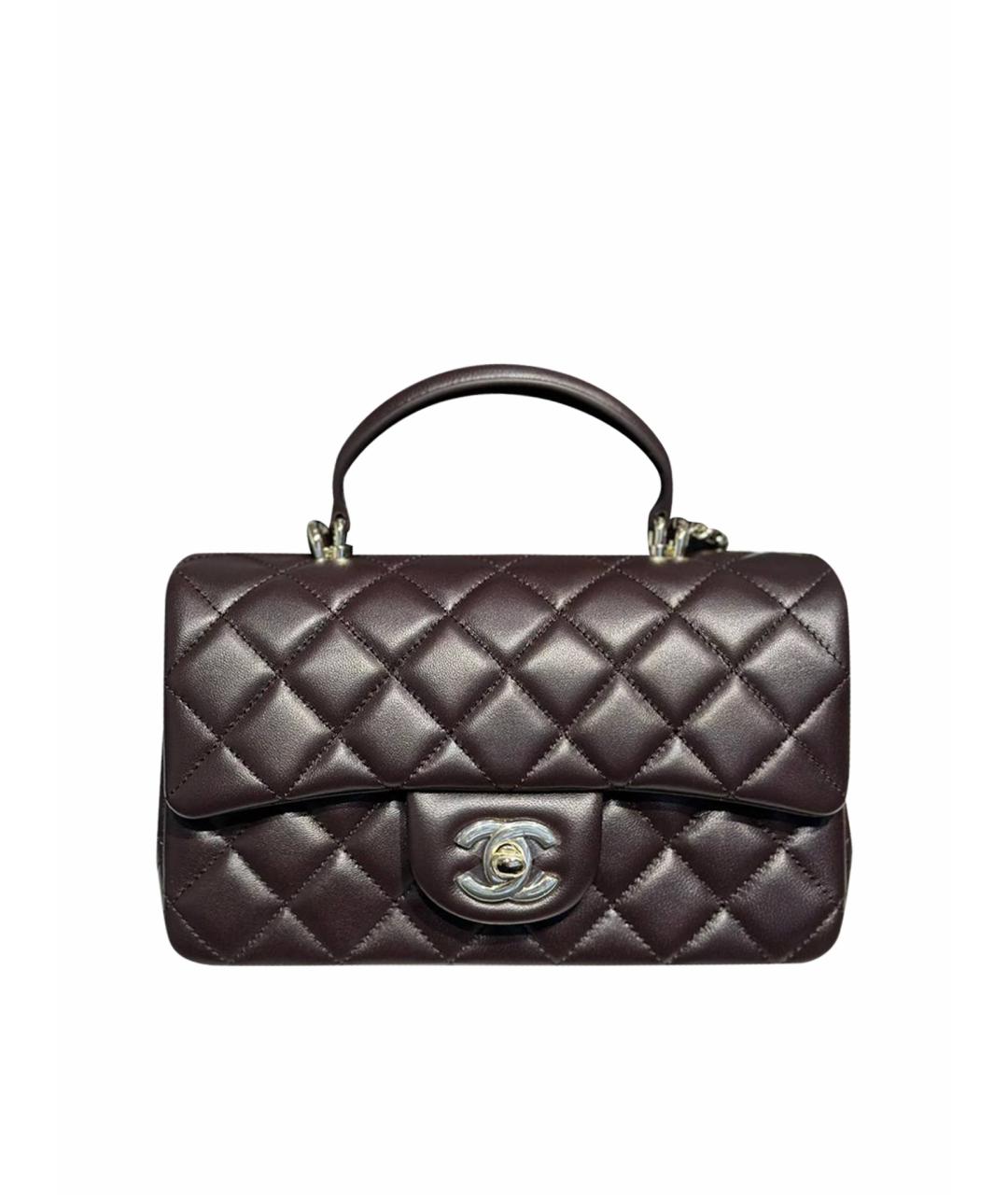 CHANEL Коричневая кожаная сумка с короткими ручками, фото 1