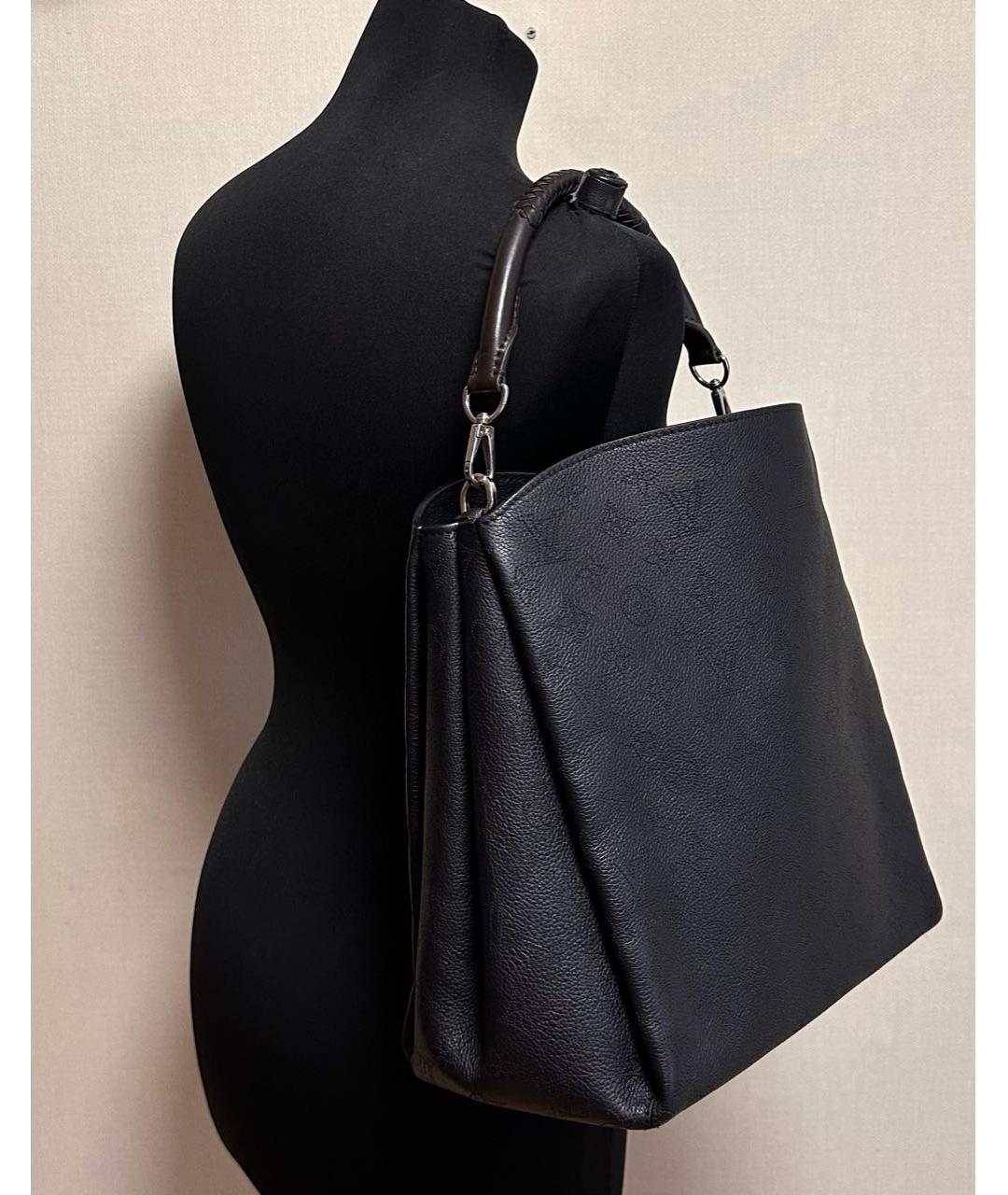 LOUIS VUITTON Черная кожаная сумка тоут, фото 7