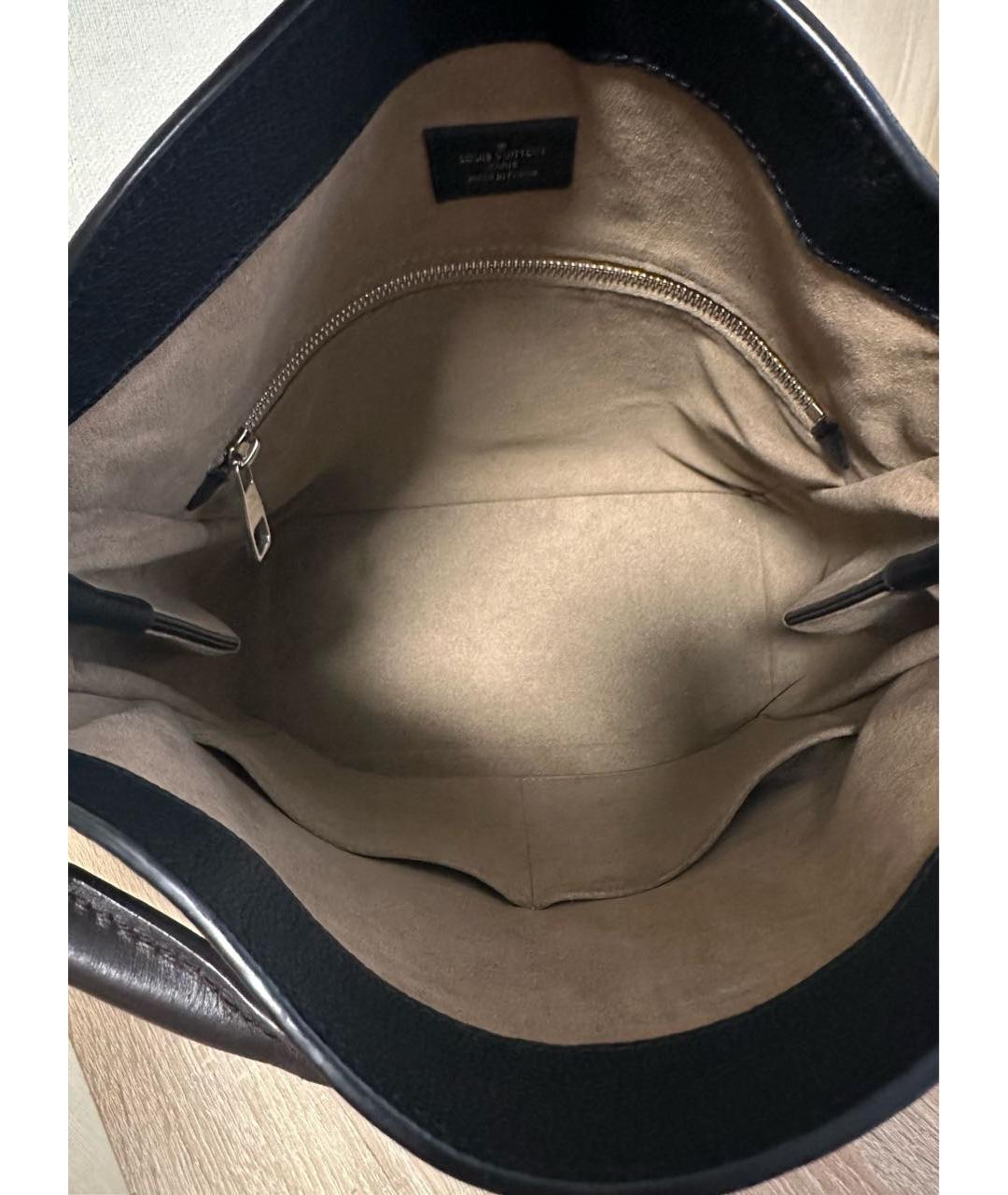 LOUIS VUITTON Черная кожаная сумка тоут, фото 4