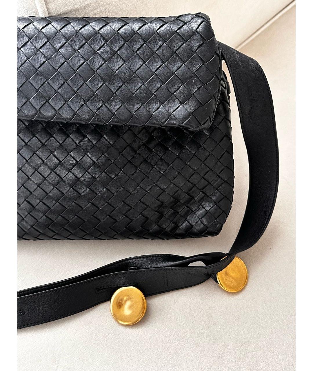 BOTTEGA VENETA Черная кожаная сумка через плечо, фото 2