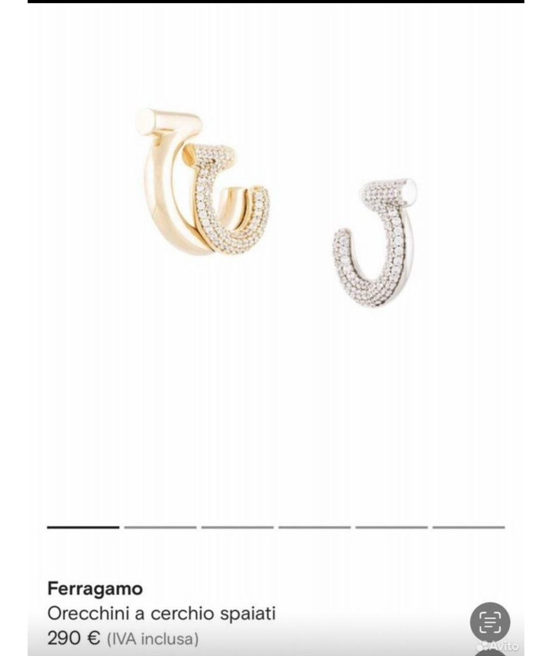 SALVATORE FERRAGAMO Золотые латунные серьги, фото 7