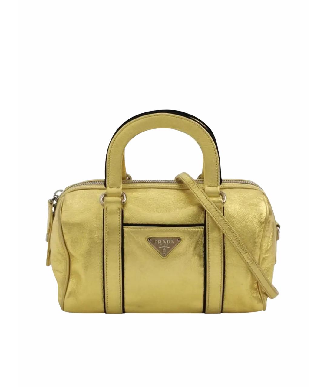PRADA Золотая кожаная сумка с короткими ручками, фото 1