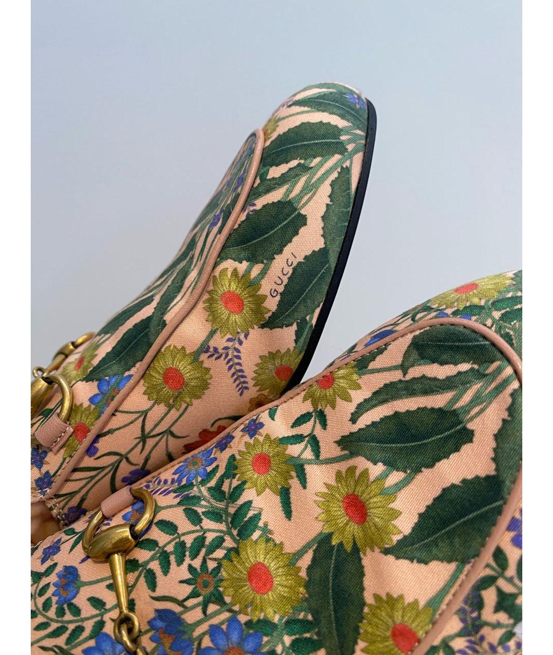 GUCCI Розовые текстильные мюли, фото 5