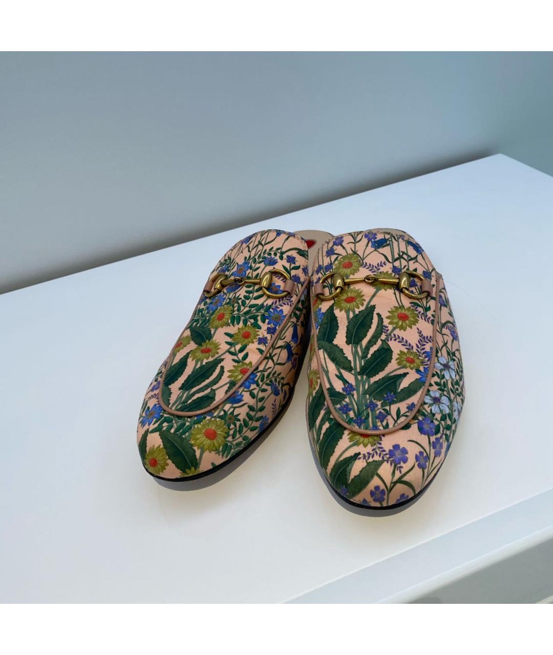 GUCCI Розовые текстильные мюли, фото 2