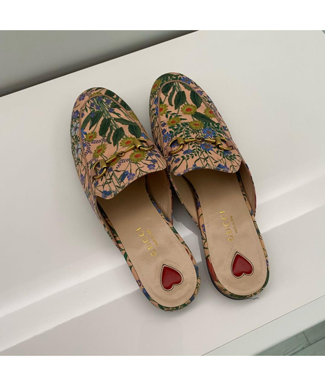 GUCCI Розовые текстильные мюли, фото 3