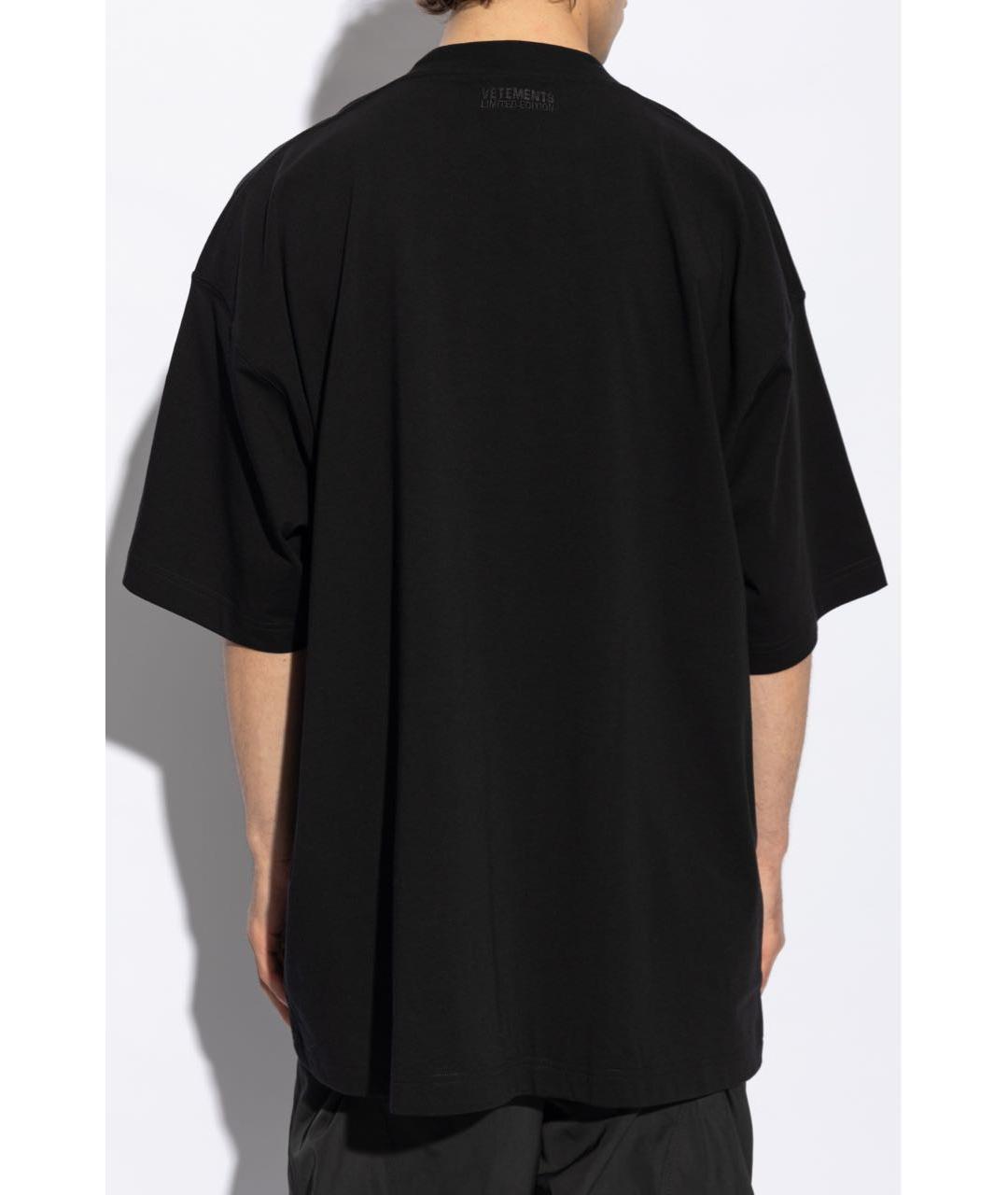 VETEMENTS Черная хлопковая футболка, фото 3