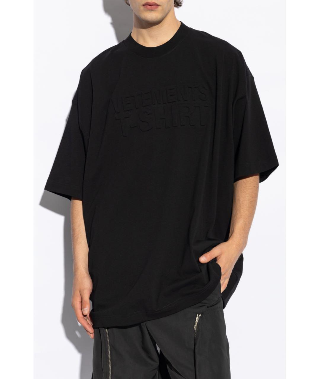 VETEMENTS Черная хлопковая футболка, фото 2