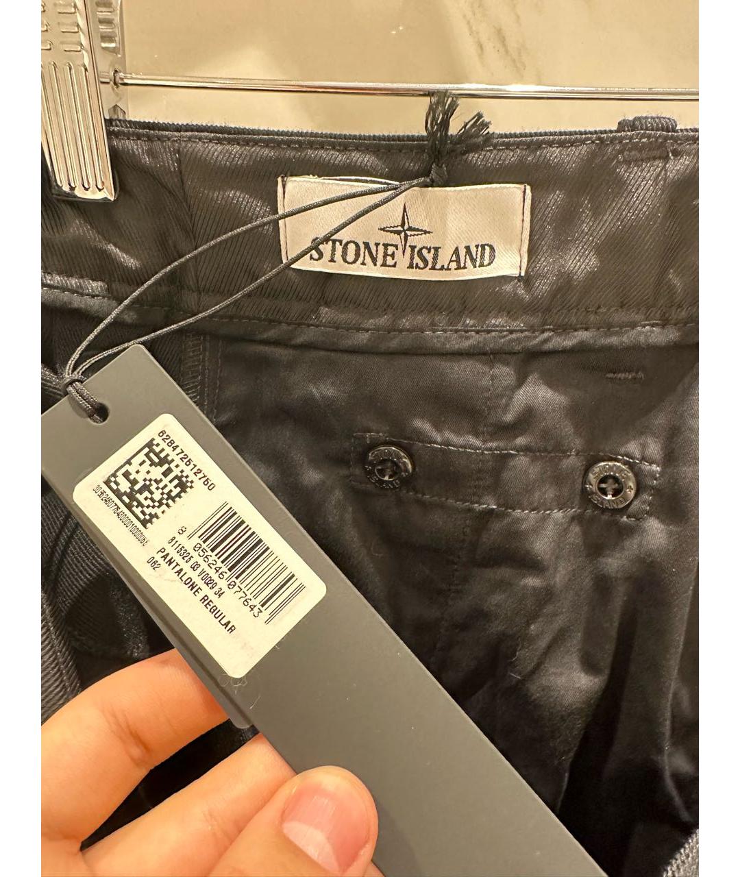 STONE ISLAND Черные хлопковые повседневные брюки, фото 4