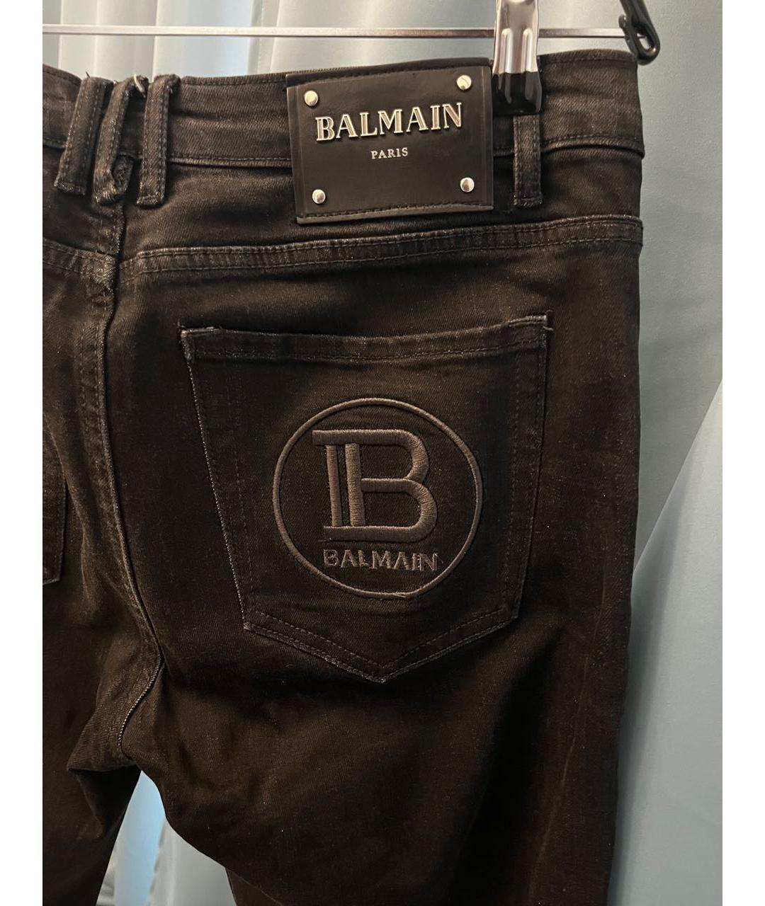 BALMAIN Черные хлопко-эластановые прямые джинсы, фото 5