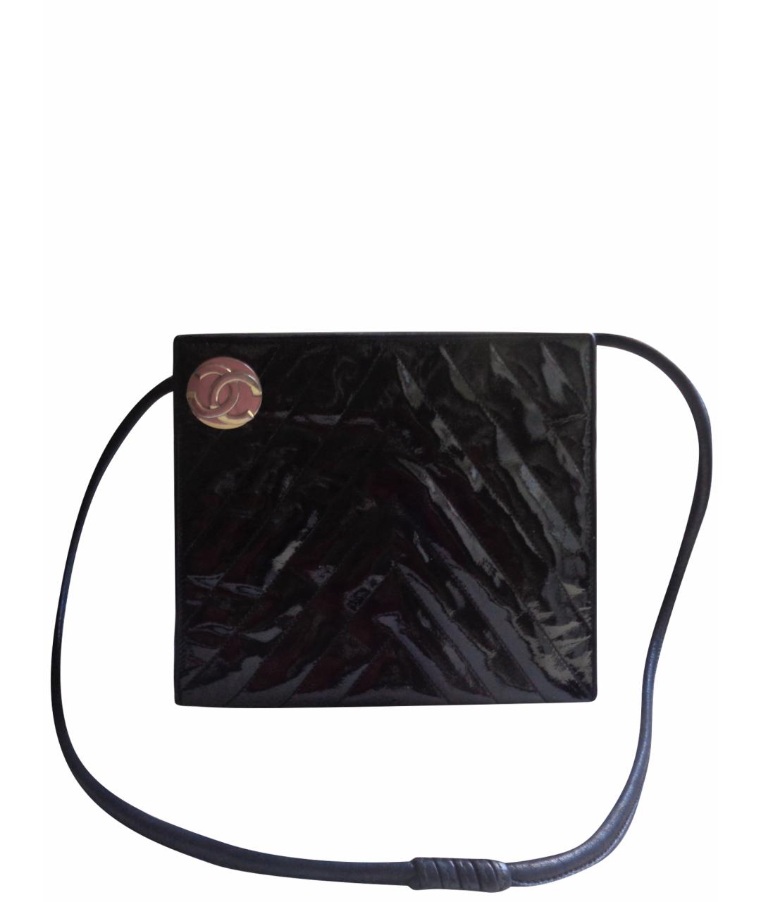 CHANEL Черная сумка через плечо из лакированной кожи, фото 1