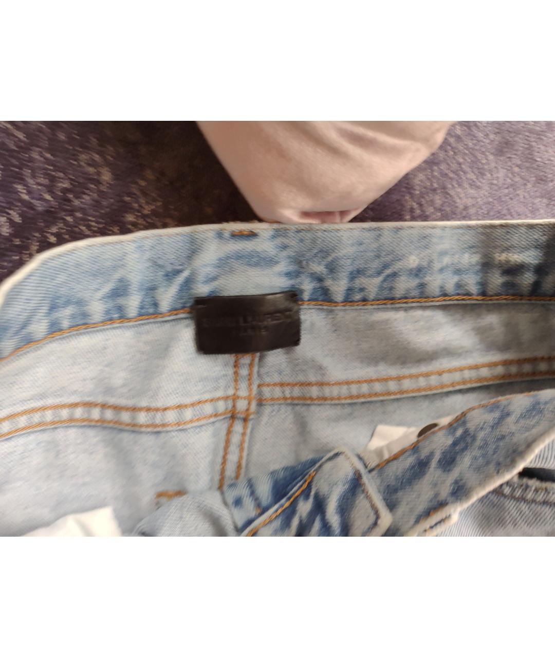 SAINT LAURENT Голубые хлопковые прямые джинсы, фото 3