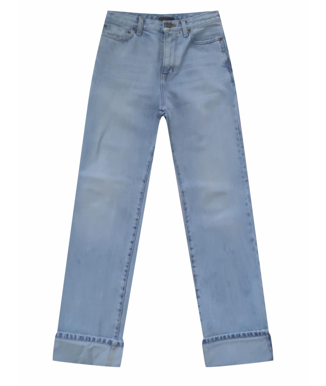 SAINT LAURENT Голубые хлопковые прямые джинсы, фото 1