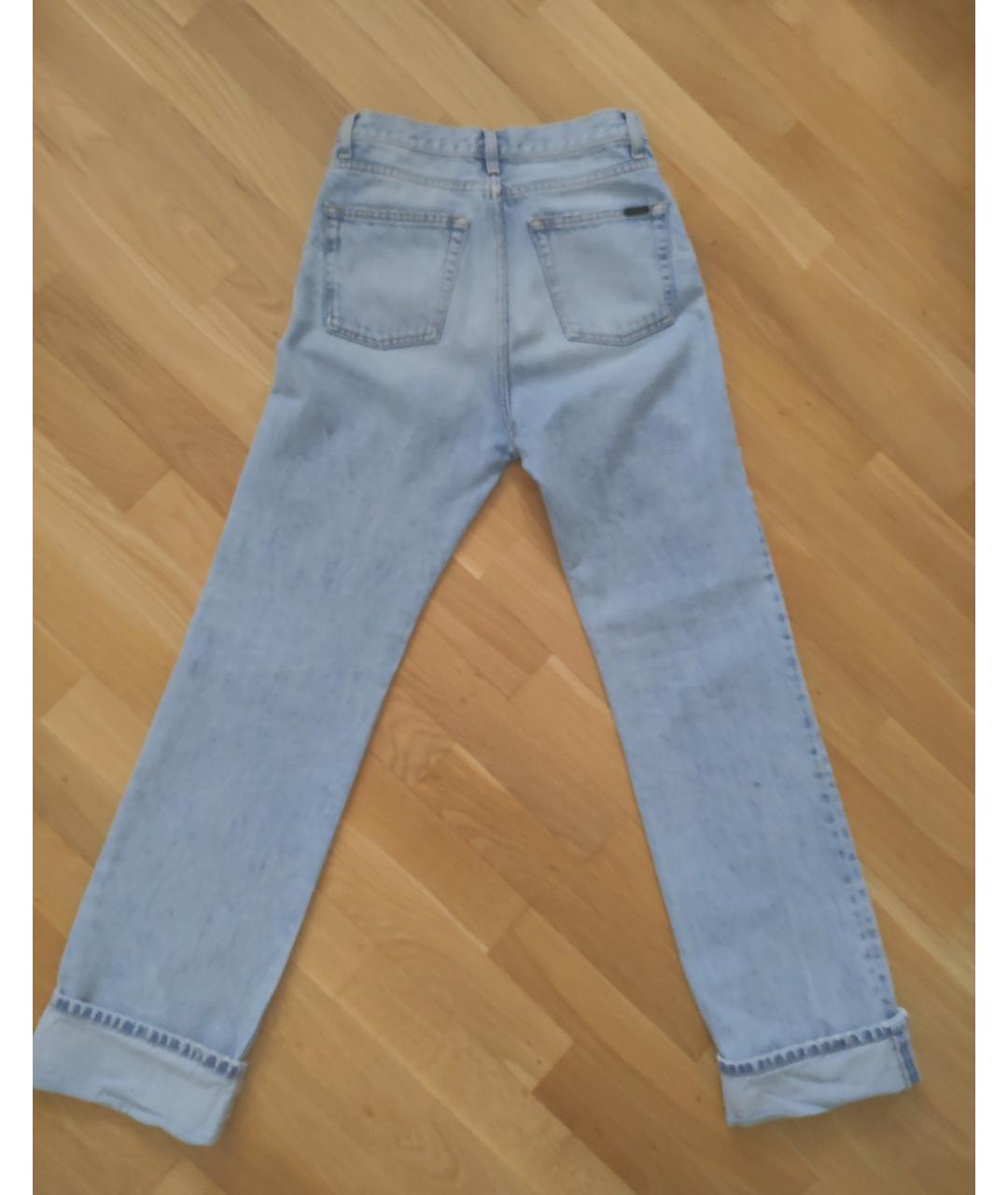 SAINT LAURENT Голубые хлопковые прямые джинсы, фото 2