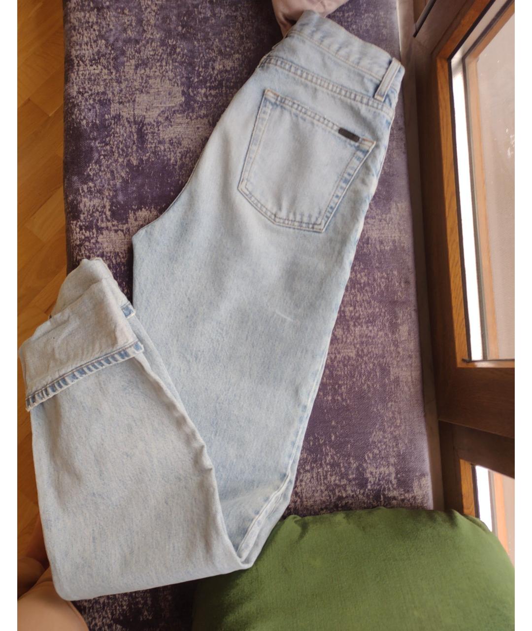 SAINT LAURENT Голубые хлопковые прямые джинсы, фото 5