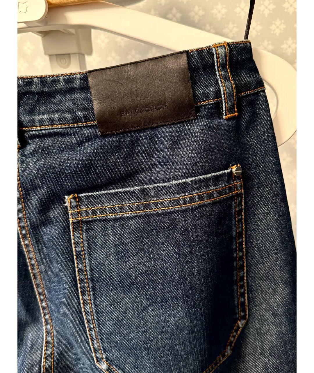 BALENCIAGA Темно-синие хлопковые прямые джинсы, фото 4
