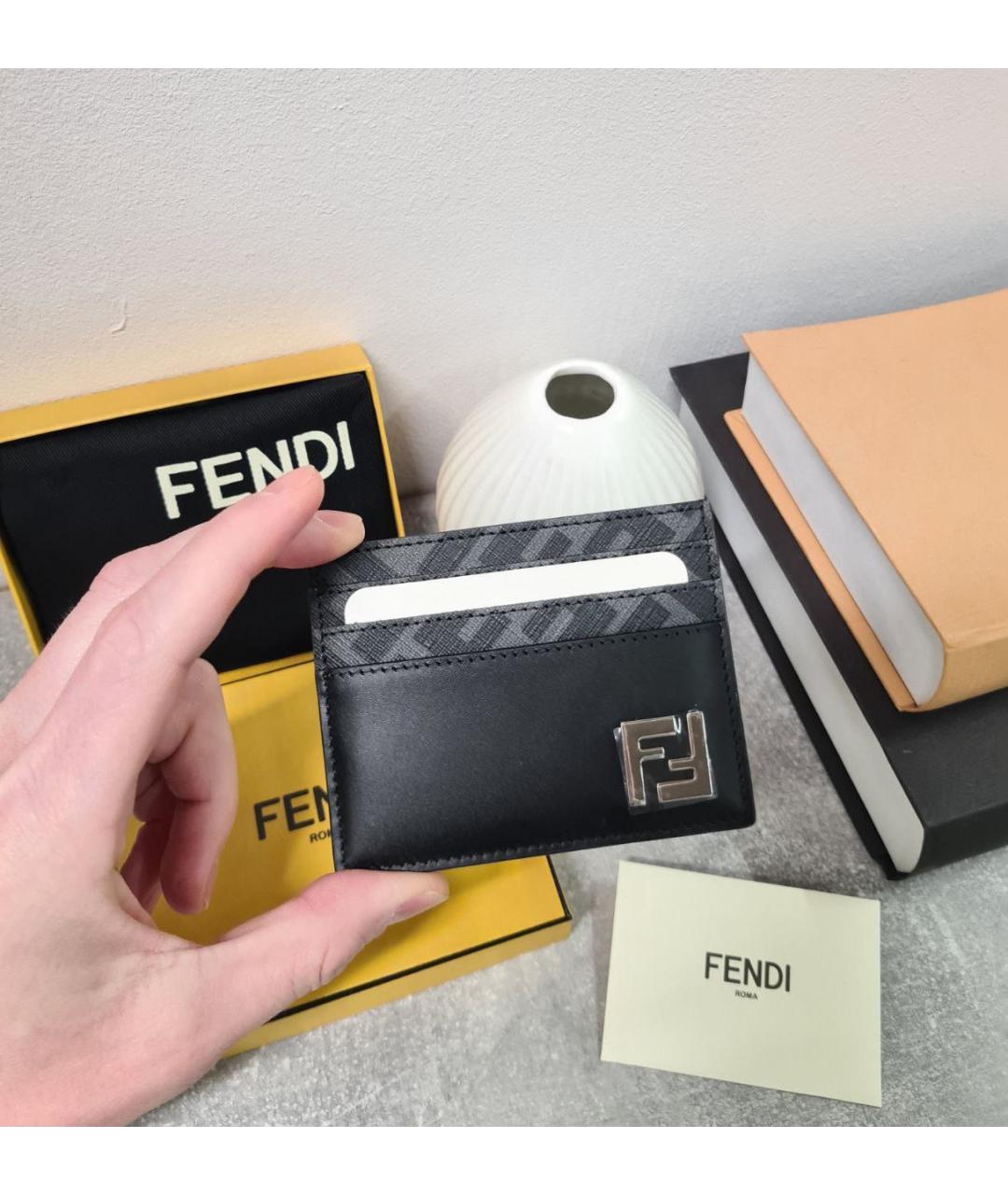 FENDI Черный кожаный кардхолдер, фото 3