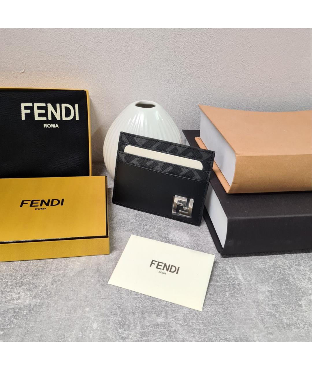 FENDI Черный кожаный кардхолдер, фото 7