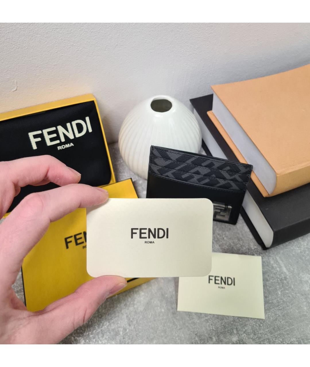 FENDI Черный кожаный кардхолдер, фото 6