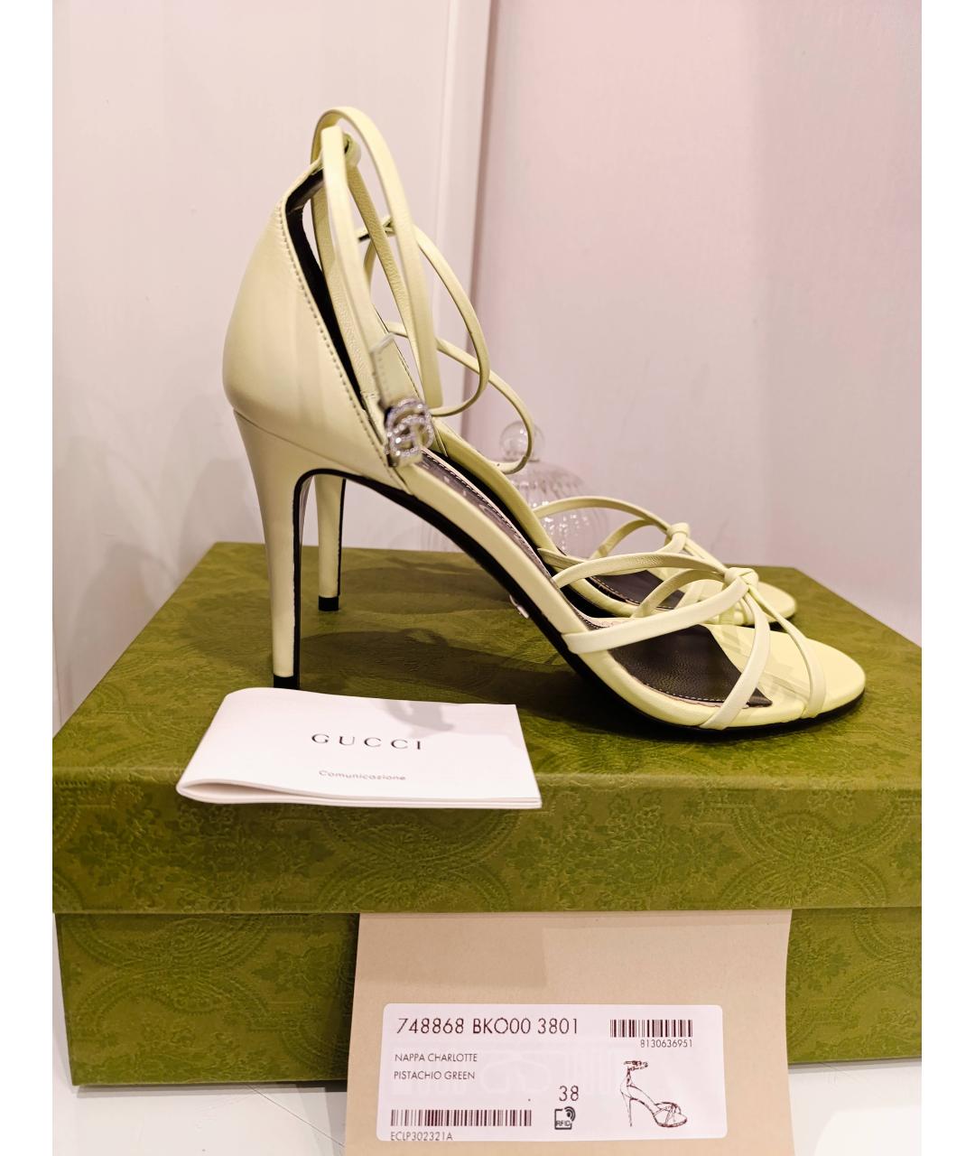 GUCCI Зеленые кожаные босоножки, фото 2