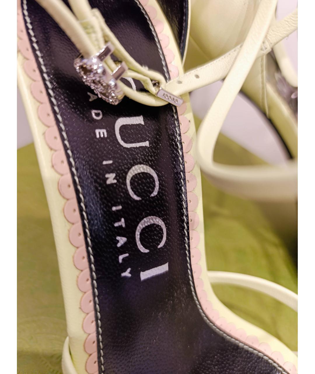 GUCCI Зеленые кожаные босоножки, фото 4