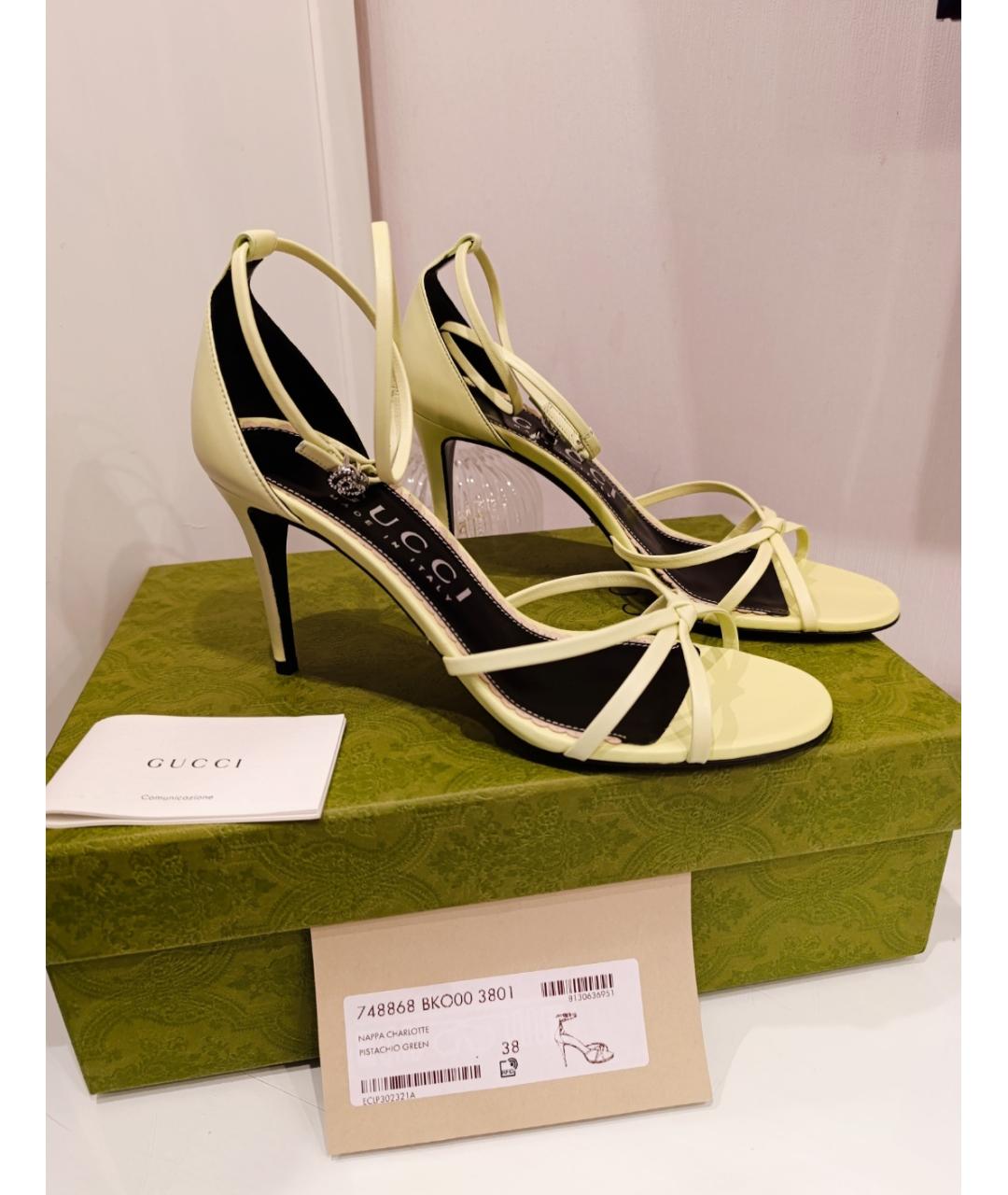 GUCCI Зеленые кожаные босоножки, фото 5