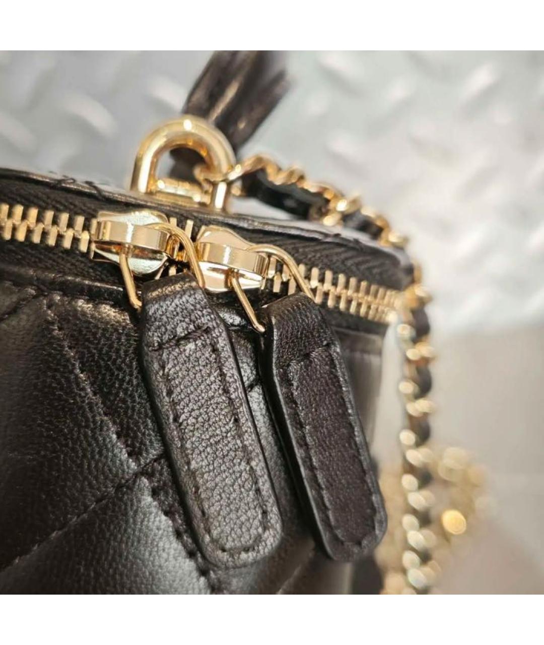 CHANEL Черная кожаная сумка с короткими ручками, фото 8