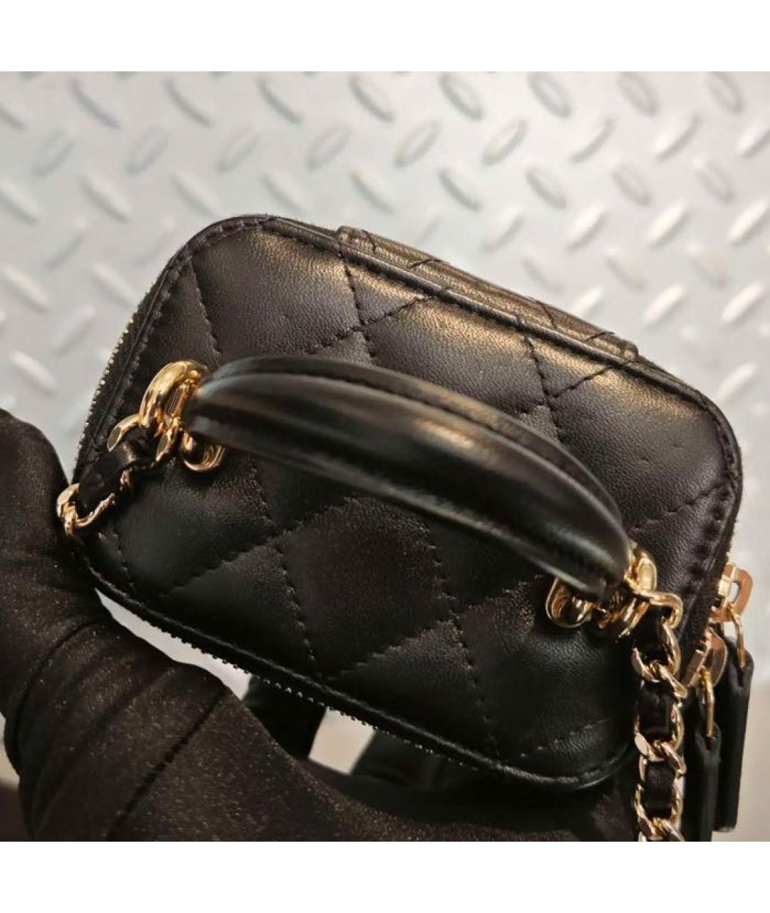CHANEL Черная кожаная сумка с короткими ручками, фото 7