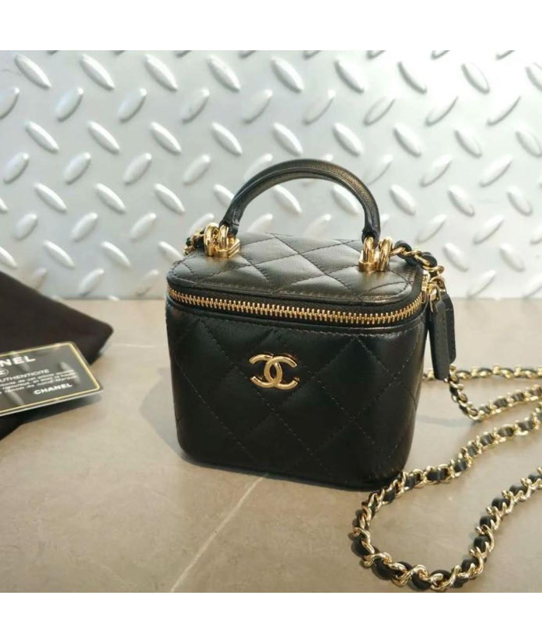 CHANEL Черная кожаная сумка с короткими ручками, фото 9