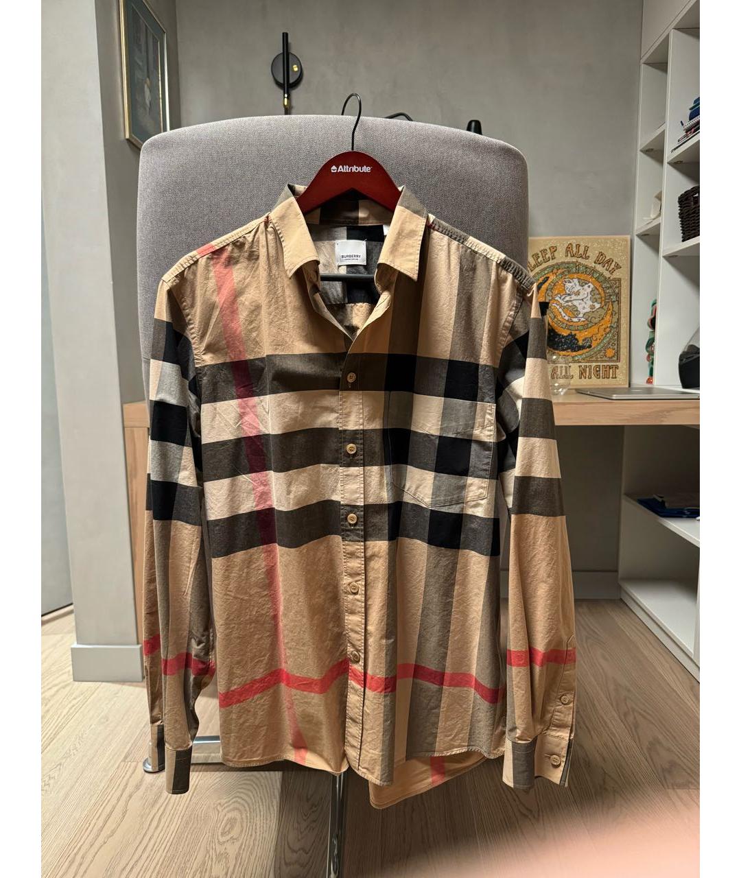 BURBERRY Горчичная хлопковая кэжуал рубашка, фото 5