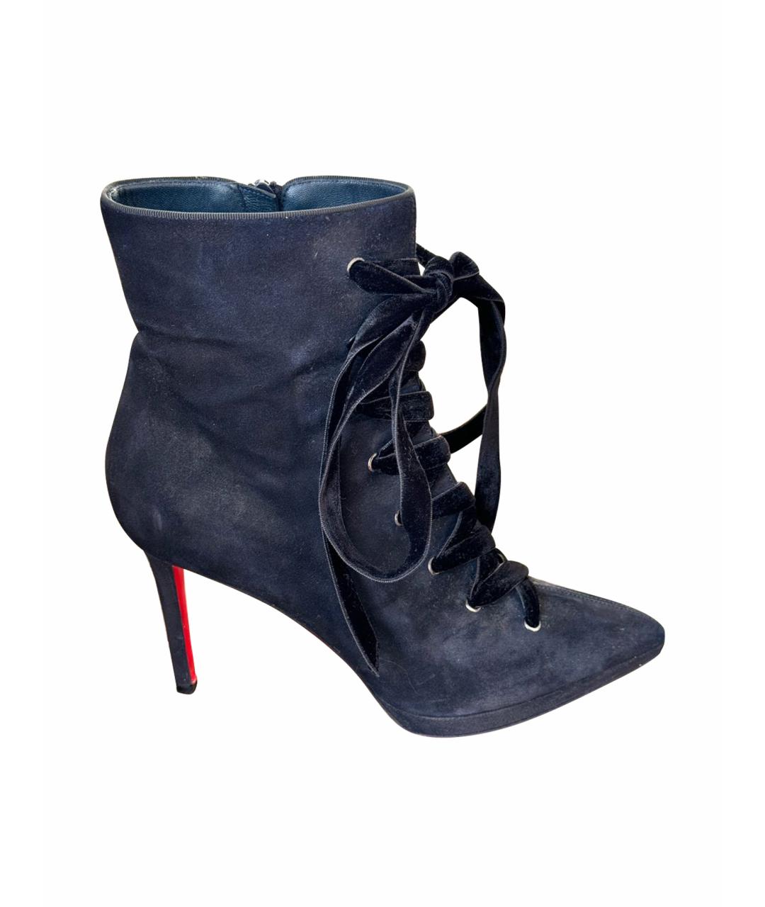 CHRISTIAN LOUBOUTIN Темно-синие кожаные полусапоги, фото 1