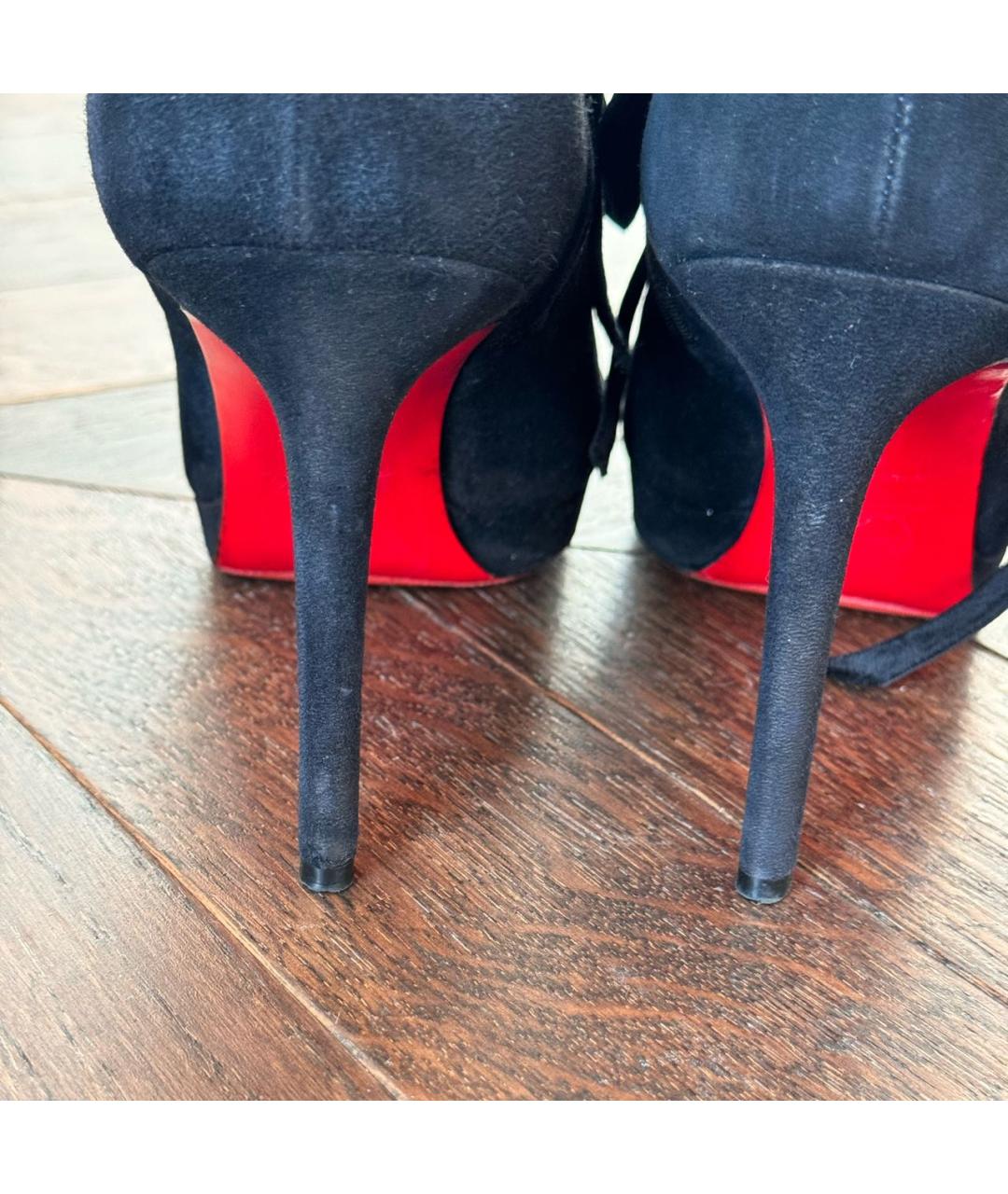 CHRISTIAN LOUBOUTIN Темно-синие кожаные полусапоги, фото 4