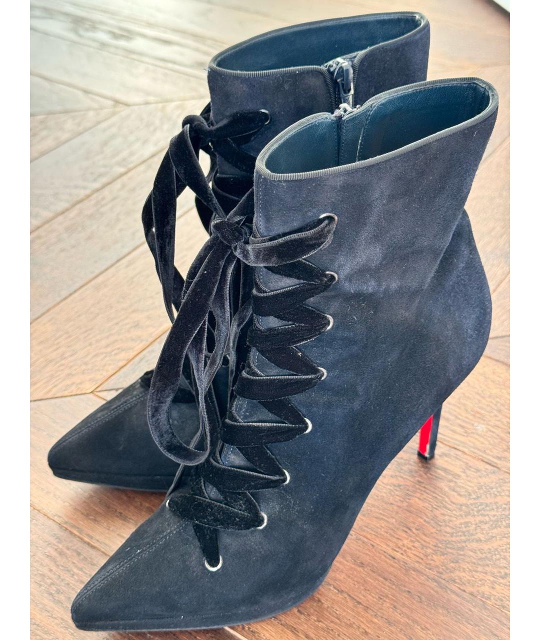 CHRISTIAN LOUBOUTIN Темно-синие кожаные полусапоги, фото 8