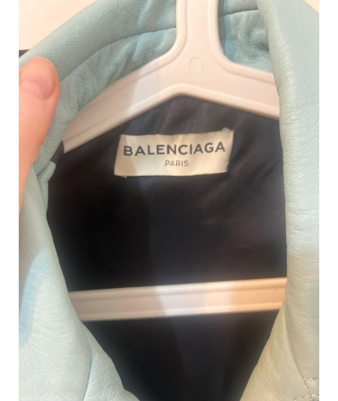 BALENCIAGA Голубая кожаная куртка, фото 3