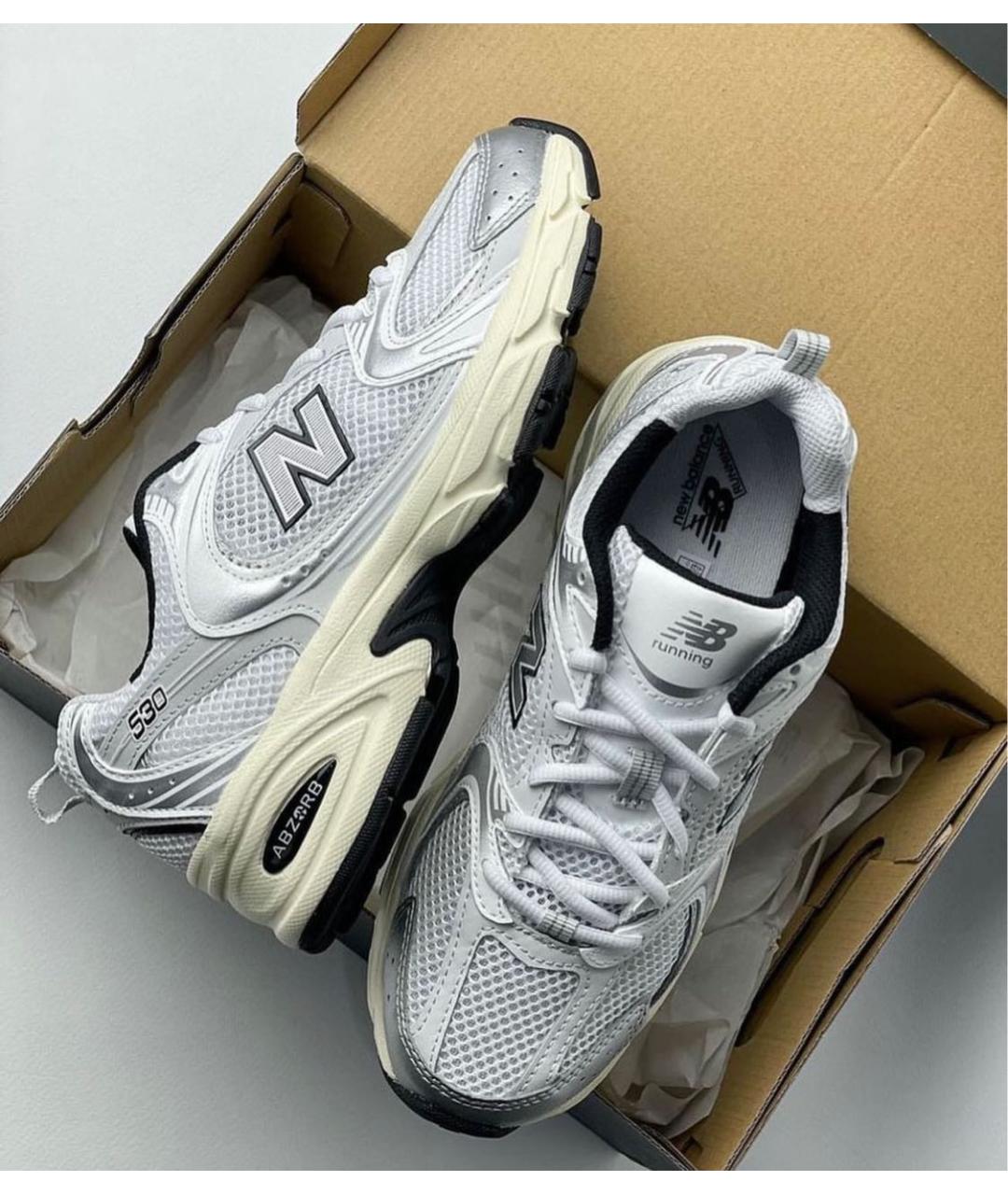 NEW BALANCE Серебряные кроссовки из искусственной кожи, фото 2