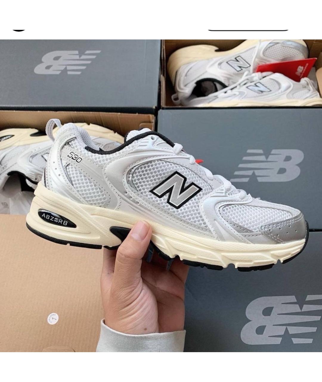 NEW BALANCE Серебряные кроссовки из искусственной кожи, фото 4