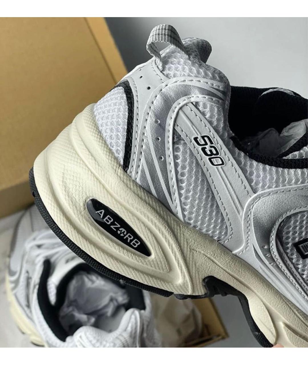 NEW BALANCE Серебряные кроссовки из искусственной кожи, фото 3